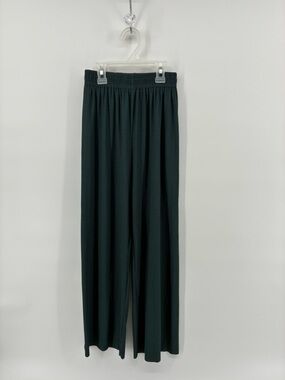Super High Waist Wide Leg Elastic Waist Pants - Dark Green